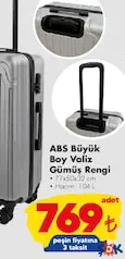 LUXİN ABS BÜYÜK BOY VALİZ GÜMÜŞ RENGİ